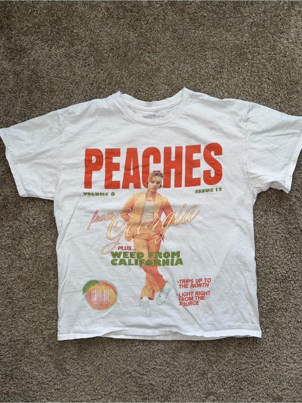 PEACHES Justin Bieber Graphic Tee with Peach Print